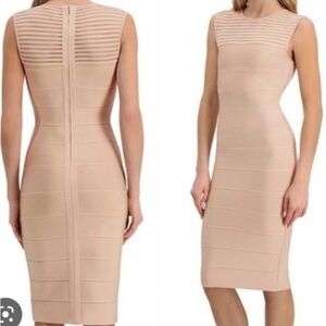 Herve Leger Blush/Champagne/Mauve Sleeveless Bandage Bodycon Dress size Medium